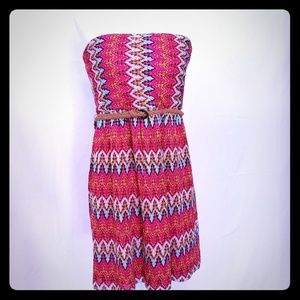 Ruby Rox Strapless Multi-Color Patterned Dress